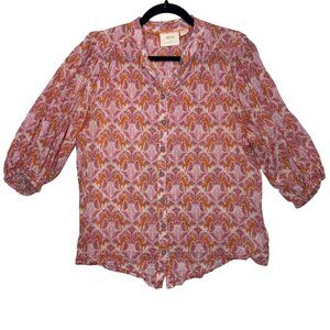 Maeve by Anthropologie Multicolor Gauze Texture Kalapana Tiger 3/4sleeve Shirt 4